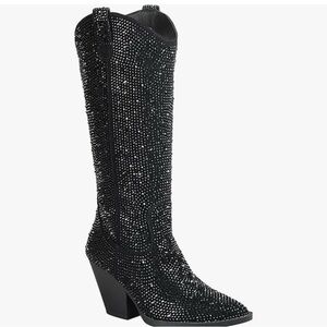 Women's Black Rhinestone Cowboy Boots Size 11